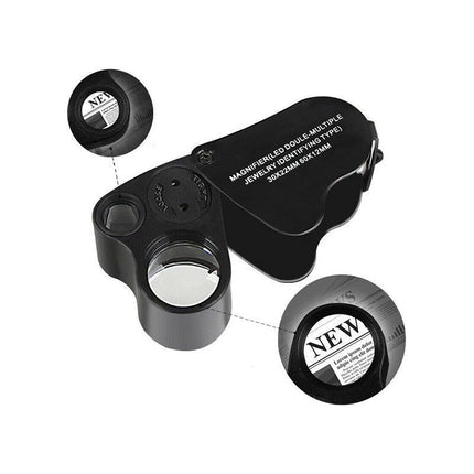 60X 30X Pocket Jewellers Eye Loupe Magnifier Jewelry Magnifying Glass LED Light - Aimall