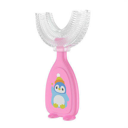 Children U Shaped Toothbrush Soft Silicone Brush Head 360° Oral Teeth Cleaning - Aimall