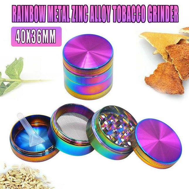 4-Layers Rainbow Metal Zinc Alloy Herb Tobacco Grinder Hand Muller Smoke Crusher - Aimall