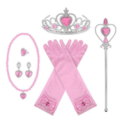 Princess Belle Rapunzel Elsa Costume Accessory Set Tiara Necklace Glove Wand AU - Aimall