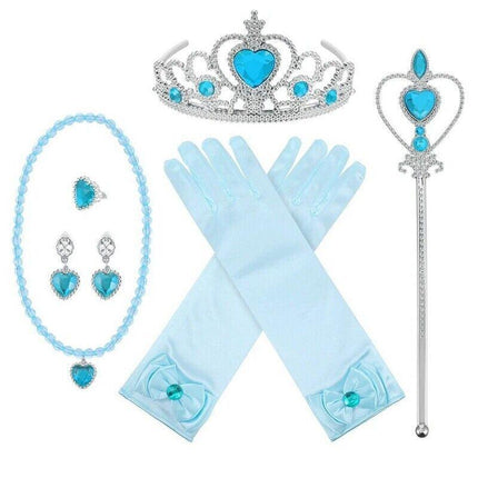 Princess Belle Rapunzel Elsa Costume Accessory Set Tiara Necklace Glove Wand AU - Aimall