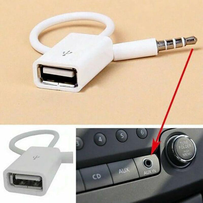 Male Cable Plug AUX Jack 3.5mm Audio to USB 2.0 Female Converter Cord Play MP3AU - Aimall