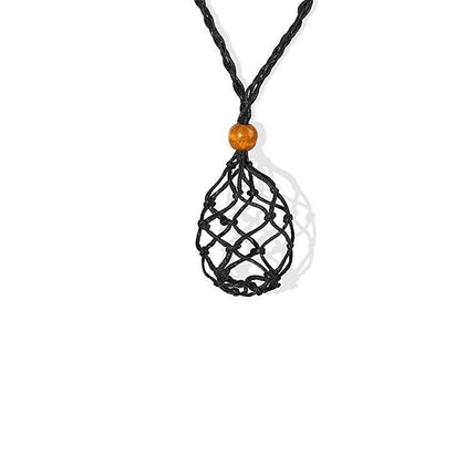 Empty Stone Holder Necklace Crystal Quartz Gemstone Cage Rope Cord Pendant DIY - Aimall