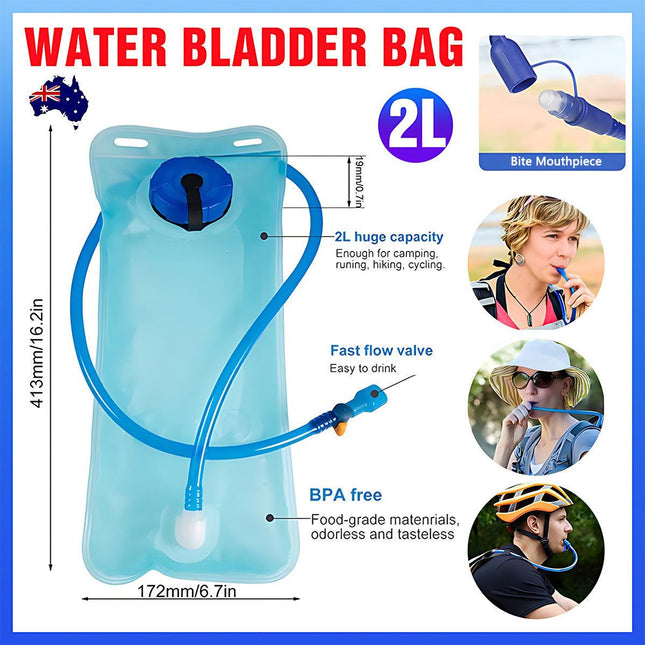 2L Water Backpack Bladder Bag Hydration System Camelbak Pack Hiking Cycling OD - Aimall