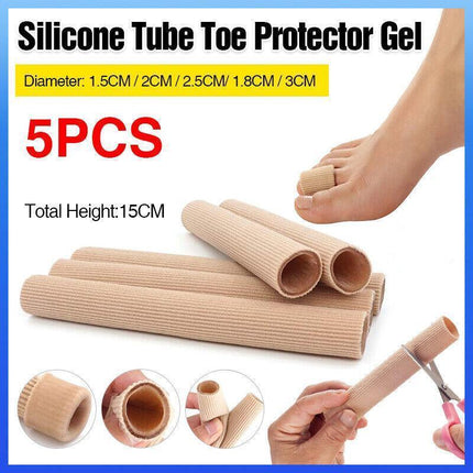5PCS Silicone Tube Toe Gel Protector Corn Relief Foot Pain Soft Cushion Pad Cap - Aimall