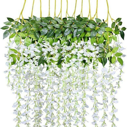12x Artificial Silk Fake Flower Garland Vine Wisteria Leaf Hanging Wedding Decor - Aimall