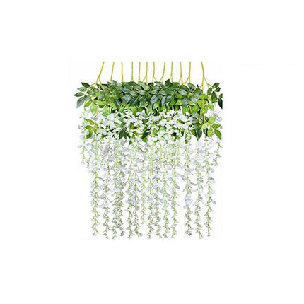 12x Artificial Silk Fake Flower Garland Vine Wisteria Leaf Hanging Wedding Decor - Aimall