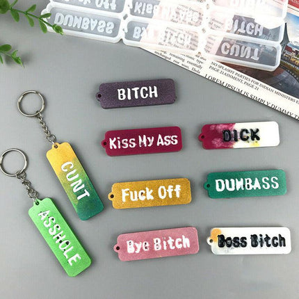 Letters Keychain Resin Epoxy Casting Mold Earring Pendant Mould Craft Silicone - Aimall