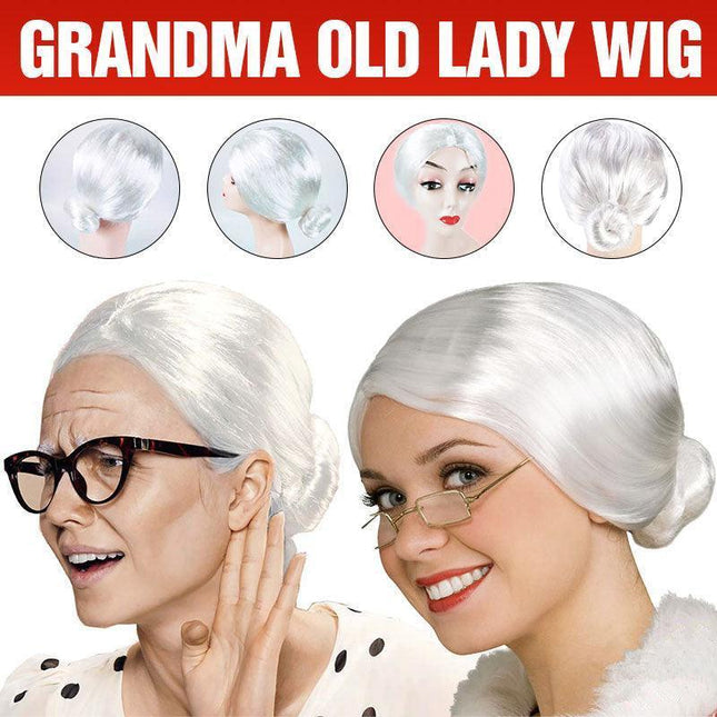 1X Grandma Wig Old Lady Woman White Granny Mother Dress Up Costume Part AU Stock - Aimall