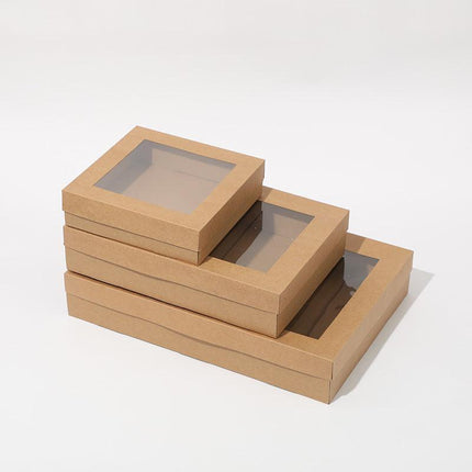 Cardboard Paper Catering Grazing Boxes/Trays 10, 20Pk Kraft W/Windows Disposable - Aimall