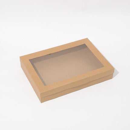 Cardboard Paper Catering Grazing Boxes/Trays 10, 20Pk Kraft W/Windows Disposable - Aimall