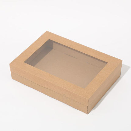 Cardboard Paper Catering Grazing Boxes/Trays 10, 20Pk Kraft W/Windows Disposable - Aimall