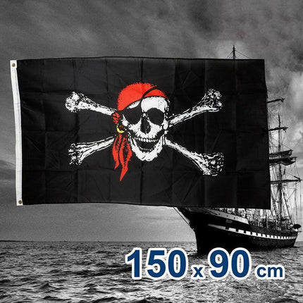 90X150cm Large Pirate Flag Jolly Roger Skull & Crossbone Flags Party Accessory - Aimall