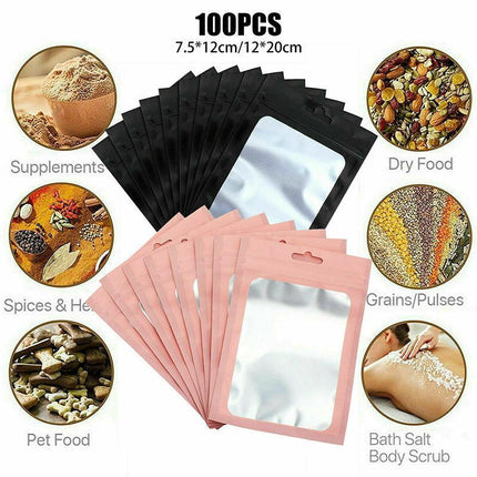 200X Matte Shiny Zip Lock Seal Bags Aluminum Foil Resealable Packing Bag Pouch - Aimall