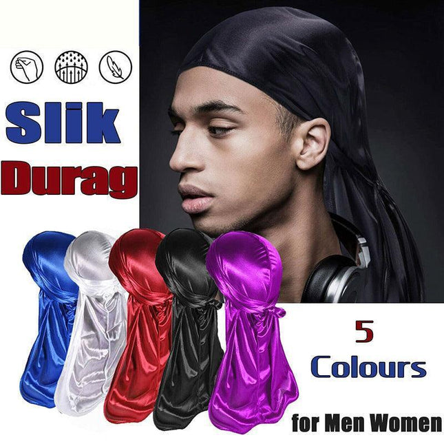 Velvet Durag Silky Hat Cap Men Women Premium Designer Doo Rag Wave Silk Headwear - Aimall
