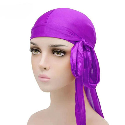 Velvet Durag Silky Hat Cap Men Women Premium Designer Doo Rag Wave Silk Headwear - Aimall