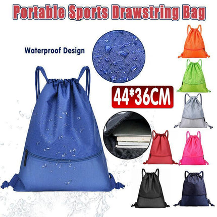 Backpack Sport Pack String Tote Gym Bag Cinch Sack School Drawstring Capacity AU - Aimall