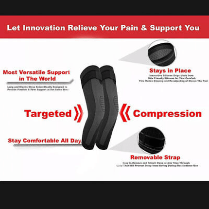 AOLIKES Knee Compression Sleeve Gym Sports Leg Brace Support Joint Pain Relief - Aimall