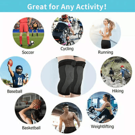 AOLIKES Knee Compression Sleeve Gym Sports Leg Brace Support Joint Pain Relief - Aimall