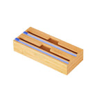 Bamboo Food Wrap Dispenser Cutter Foil Cling Film Storage Holder Box Kitchen AU - Aimall