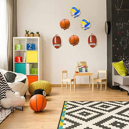 Wall Mounted Ball Rack Holder Basketball Football Hoop Display Save Space Stand - Aimall
