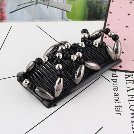 Beaded Stretchy Easy Magic Hair Comb Elastic Double Hair Clip Hair Accessories - Aimall