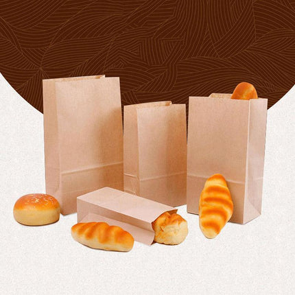 Brown Kraft Paper Bags Take Away Food Lolly Grocery Buffet Craft Gift Market Bag - Aimall