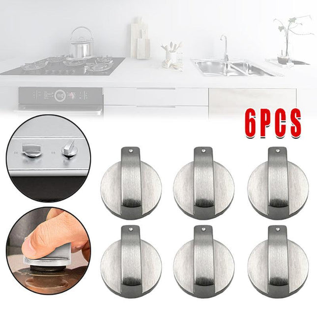 6x Alloy Home Kitchen Gas Stove Knobs Cooker Oven Cooktop Metal Switch Control - Aimall