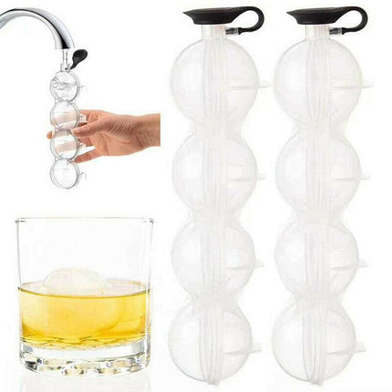 2x 4 Large Ice Ball Maker Cube Tray Big Silicone Mold Sphere Whiskey Round Mould - Aimall