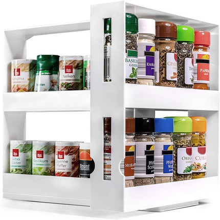 Slide Cabinet Organiser Rack Storage Pantry Kitchen Shelf Spice Jars Can Holder - Aimall