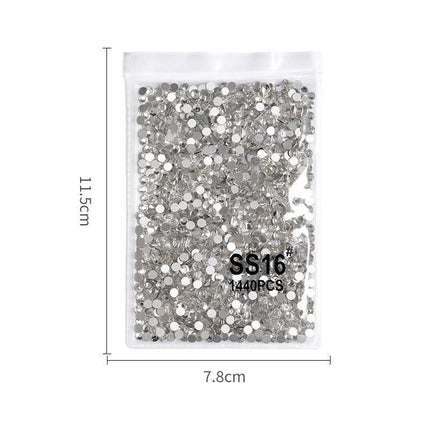 1440PCS Glitter Rhinestones Crystal Flat Clear Bottom Glass Nail Art Nail Drill - Aimall