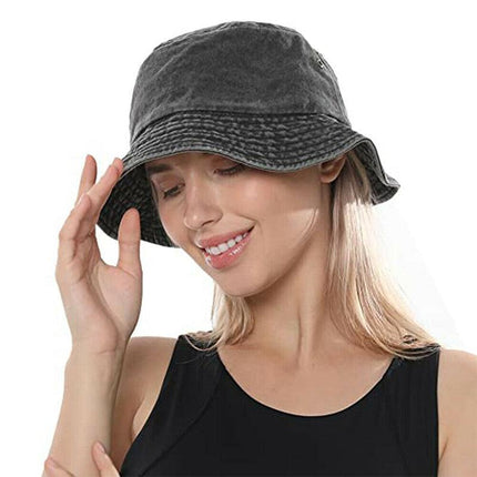 Unisex Men Women WASHED COTTON Outdoor Camping Sports Bucket Hats Fisherman Hat - Aimall