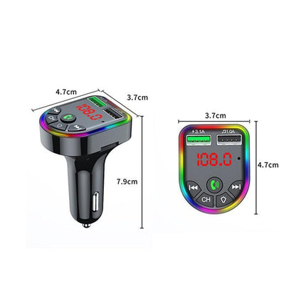 Car FM Transmitter Bluetooth Radio MP3 Player Music RGB Light Charger Kit USB - Aimall