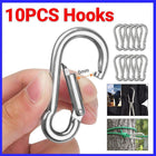 10PCS Stainless Steel Snap Hook Carabiner Ring Screw Keychain Clip for Camping - Aimall