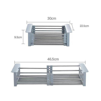 Stainless Steel Storage Sink Drain Basket Dish Drying Rack Kitchen Organizer AU - Aimall