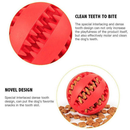 Dog Chew Toy Rubber Ball Dental Clean Teeth Healthy Food Dispenser Puppy Pet AU - Aimall