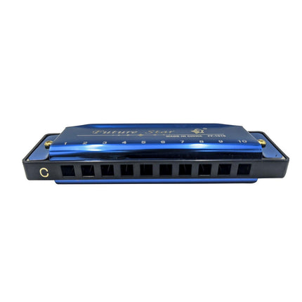 Harmonica 10 Holes Key of C Blue Blues Harp Stainless Steel Brass Harmonica AU - Aimall