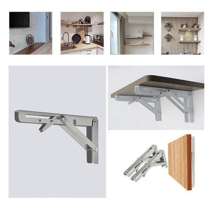 10-20" Stainless Steel Folding Table Bracket Shelf Bench 200kg Load Heavy Duty - Aimall