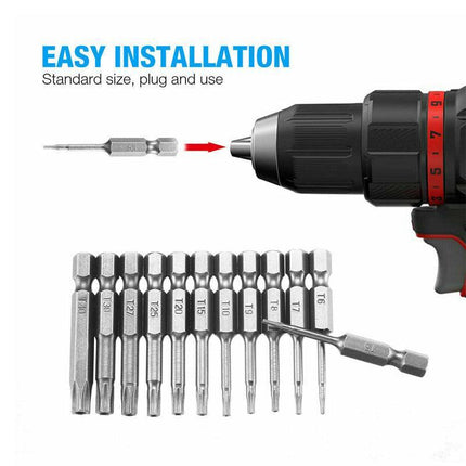 Torx Head Magnetic Screw Driver Bit Set 12pc Hex Shank Impact Power Tamper Proof - Aimall