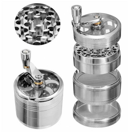 4-layer Smoke Grinder Aluminum Herb Grinders Hand Crank Herbal Tobacco Grinders - Aimall