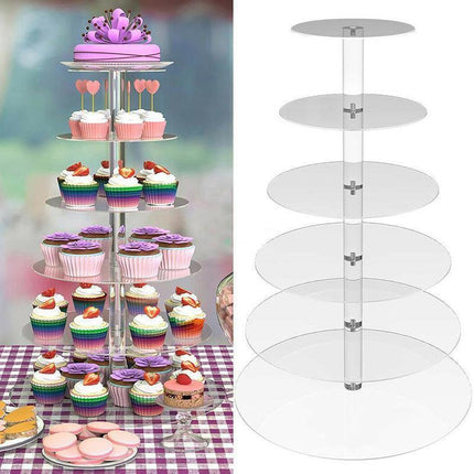 3/4/5/6/7/Tier Acrylic Clear Round Cupcake Cake Stand Birthday Wedding Party AU - Aimall