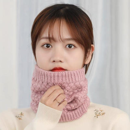 Neck Warmer Tube Winter Knitted Scarf Thermal Fleece Thicken Chunky Unisex Snood - Aimall