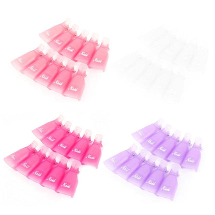 10X Plastic Nail Soak Off Uv Gel Art Polish Remover Wrap Gelish Clip 4 Colours - Aimall
