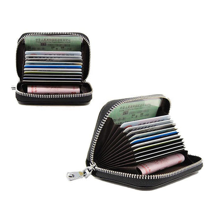 Women Zip Leather Wallet Card Holder Blocking Coin Purse Pouch Short Wallet RFID - Aimall