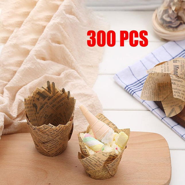 CAFE STYLE MUFFIN CASES WRAPPERS LINERS CUPS NEWSPRINT P50 300/PC - PATTY PANS - Aimall