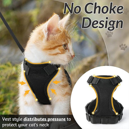 Cat Dog Harness & Leash Walking Escape Proof Adjustable Reflective Vest Harness - Aimall