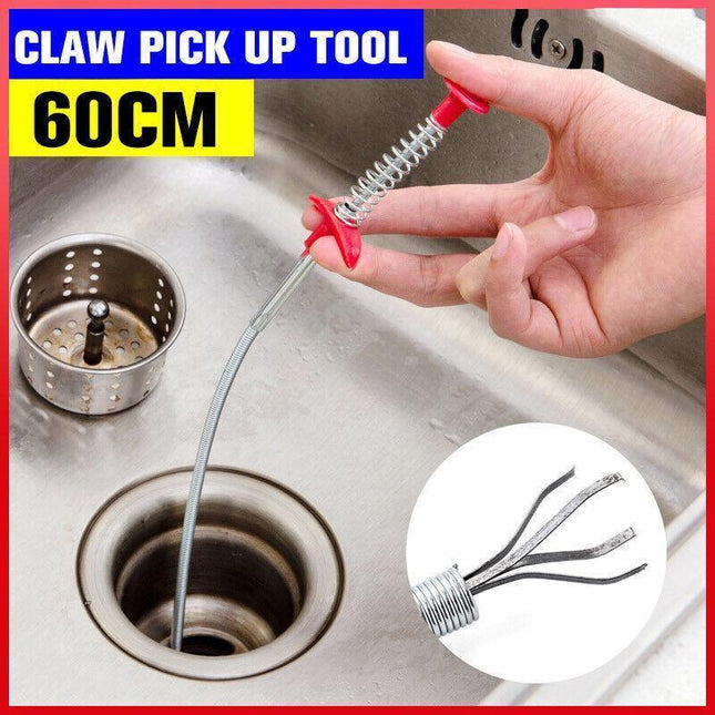 Flexible Spring Pick Up Tool Drain Unblocker Stick Snake Cleaner Hair Remover AU - Aimall
