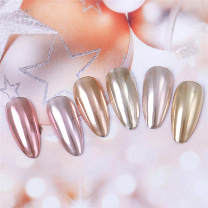 6 Colour Nail Mirror Effect Powder High Pigment Glitter Nail Art Dust Manicure A - Aimall