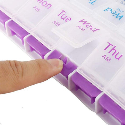 14 Slot 7 Day Pill Box Dispenser Medicine Organiser AM Case Medication AU Stock - Aimall