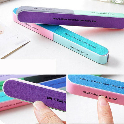 7 Way Professional Natural Nail File Straight Buffer Sanding Manicure Tools AU - Aimall